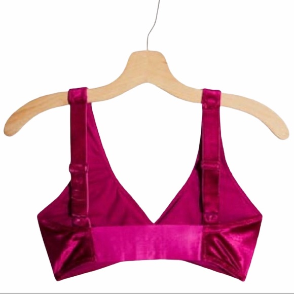 FREE PEOPLE Rhiannon Bra Red Berry Velvet Bralette - Picture 4 of 10